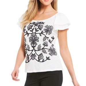 Democracy Gingham Floral Tee Sz L